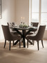 Salford Black Wood Veneer Round Dining Table With  Metal Legs