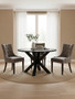 Salford Black Wood Veneer Round Dining Table With  Metal Legs
