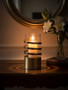 Amreli Large Vertical Textured Gold Metal Hurricane Candle Holder