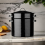Carvara Black Speckled Enamel Pasta Pot with Drainer and Lid