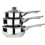Crosse Set of 3 Stainless Steel Saucepans with Glass Lids