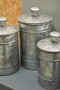 Drummond Set Of Three Galvanised Steel Canisters