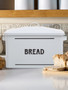 Grocer White Metal Bread Bin
