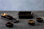 Calisto Terracotta Set of 3 Dip Bowls with Tray in Black
