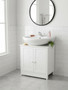 Shutter White Wood Under Sink Bathroom Cabinet