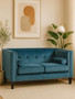 Felisa Two Seat Teal Blue Velvet Sofa