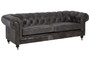 Victor Dark Grey Brown Leather Chesterfield 3 Seat Sofa