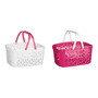 White/Hot Pink Plastic Storage Basket