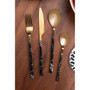 Avie 16pc Black Faux Marble Cutlery Set
