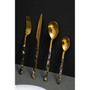Avie 16pc Black Faux Marble Cutlery Set