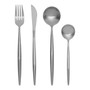 Modern Retro 16 Pc Matte Silver Cutlery Set