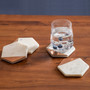 Monzaro Set Of 4 White Marble And Copper Inlay Coasters