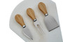 Kindia White Marble Triangular Cheese Board with 3 Knives