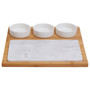 5pc White Marble and Ceramic Serving Board