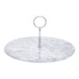 Grey Marble Cake Stand with Silver Handle