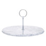 Grey Marble Cake Stand with Silver Handle
