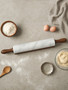 Kindia White Marble Rolling Pin with Wooden Stand