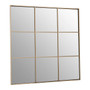 Grid Wall Mirror with Gold Finish Frame