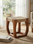 Boho Acacia Wood And Jute Square Stool