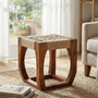 Boho Acacia Wood And Jute Square Stool