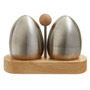 Natural Origins Stainless Steel And Rubberwood Salt Pepper Shakers