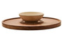 Kora Acacia Wood And Cream Marble Chip And Dip Platter