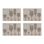 Set Of Four Silver Pvc Stemware Design Placemats