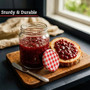 Jam Clear Glass Jar with Red Gingham Lid - 630ml