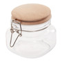 Luca Square 500ml Glass Jar With Wooden Lid