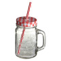 Embossed Mason Jar Mug with Red Gingham Lid
