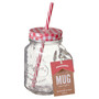 Embossed Mason Jar Mug with Red Gingham Lid