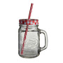 Embossed Mason Jar Mug with Red Gingham Lid