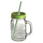 Embossed Mason Jar Mug with Kiwi Lid