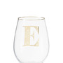 Letter E Stemless Wine Glass