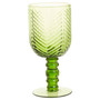 Set of Four Fleur Green Wine Glasses