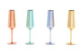 Aurora Set of Four Glass Champagne Flutes In Assorted Colours