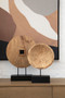 Fidel Large Carved Mango Wood Disc on Stand Sculpture