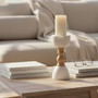 Sena Large White Marble and Mango Wood Candle Holder