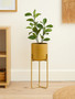 Avento Large Gold Finish Floor Planter