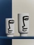 Viso Large Black And White Face Vase