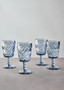 Fleur Set Of Four Blue Wine Glasses