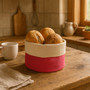 Hot Pink And Cream Folded Design Bread Basket