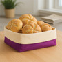 Purple And Cream Oval Bread Basket