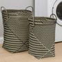 Nautical Set Of Two Black And White Woven Storage Baskets