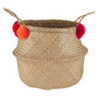 Medium Seagrass Pom Pom Basket