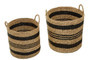 Arles Set of 2 Seagrass Baskets with Black Stripes.