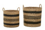 Arles Set of 2 Seagrass Baskets with Black Stripes.