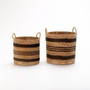 Arles Set of 2 Seagrass Baskets with Black Stripes.