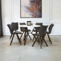 Weston Round Marble Effect Dining Table with 6 Chairs Set
