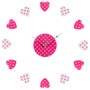 Pink and White Heart Plastic DIY Wall Clock